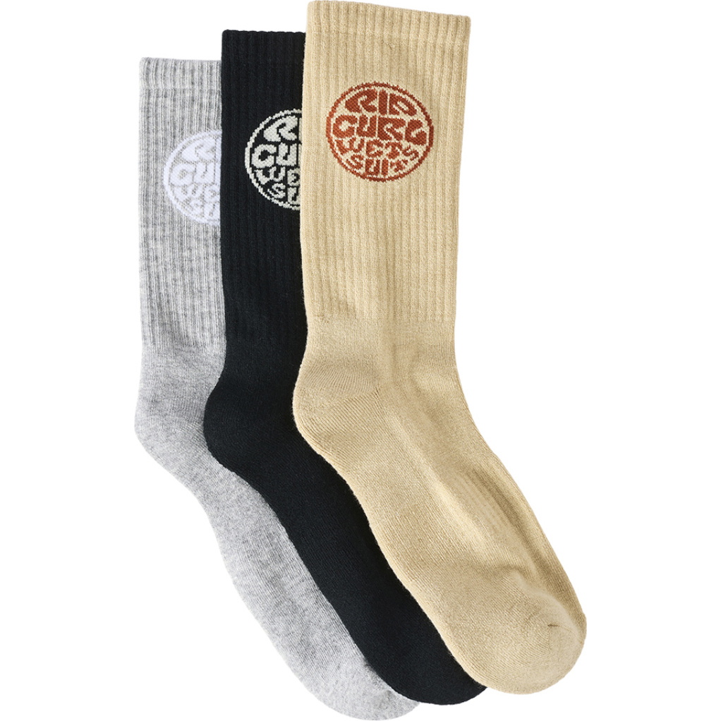 2026 Rip Curl Mens Wetty Crew Sock 3 Pack 009MSO - Khaki Sand